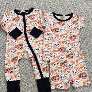 Spearmint Halloween bundle romper and short set